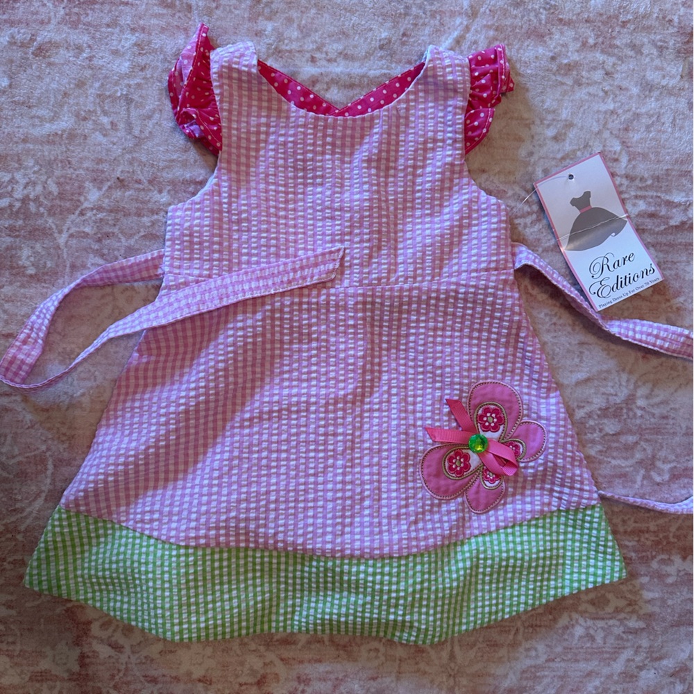 Pink and Green Dress with Butterfly Accent